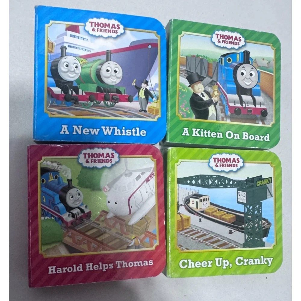 Thomas The Tank Engine Board Books Set Of 4 Mini Harold Cranky Kitten Whistle